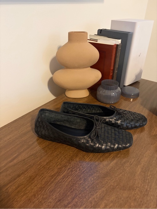 Quince Shoes - Quince Black Woven Leather Ballet Flats